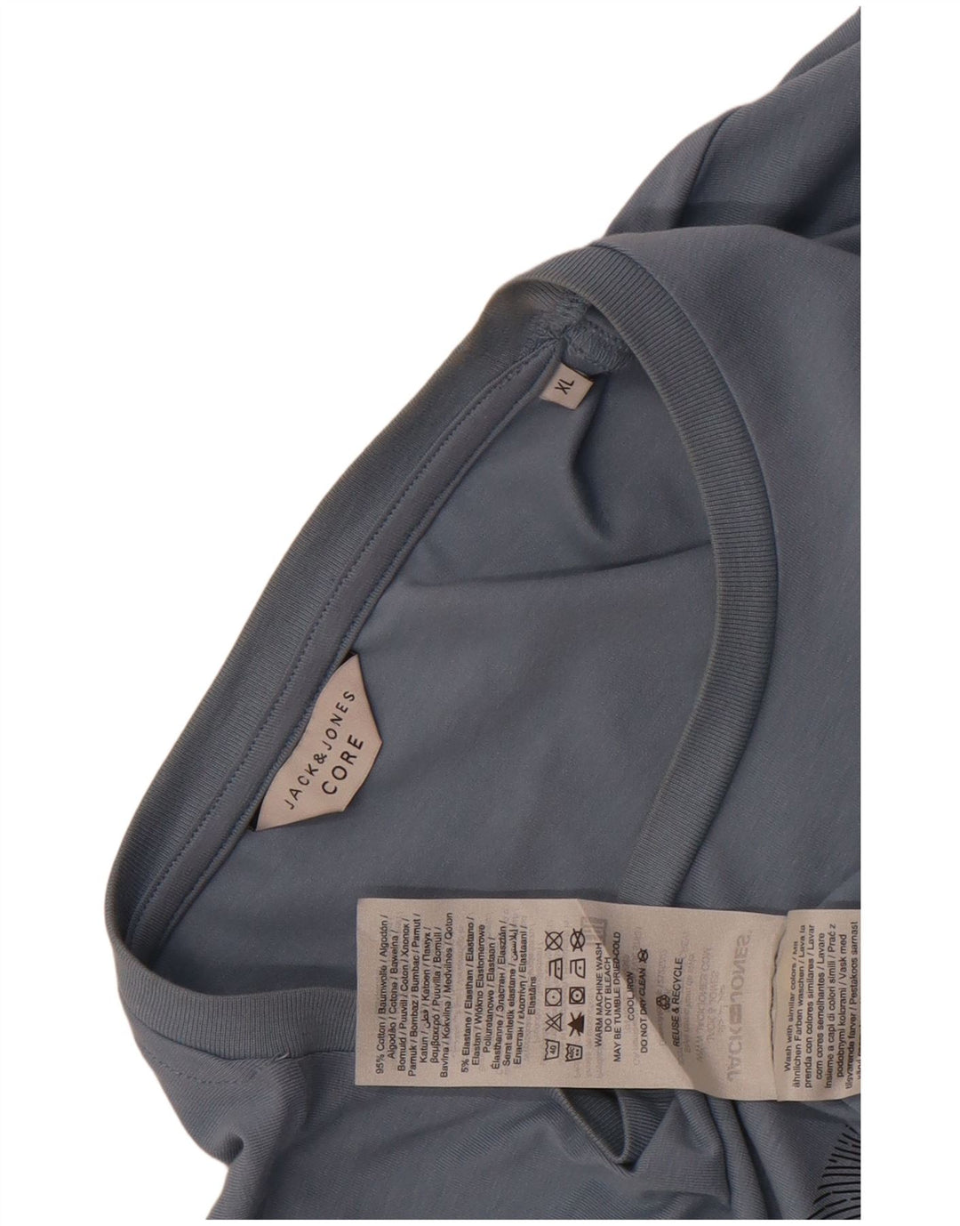 Męska koszulka z grafiką Jack & Jones, góra XL, niebieska, bawełniana