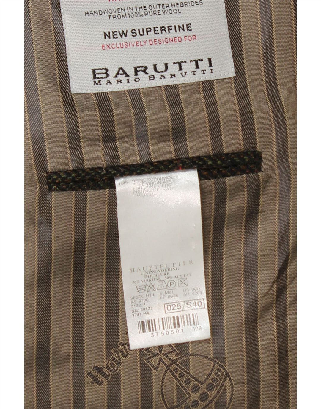 Mario Barutti Męska marynarka zapinana na 3 guziki UK 46 3XL Khaki Sprawdź dziewiczą wełnę