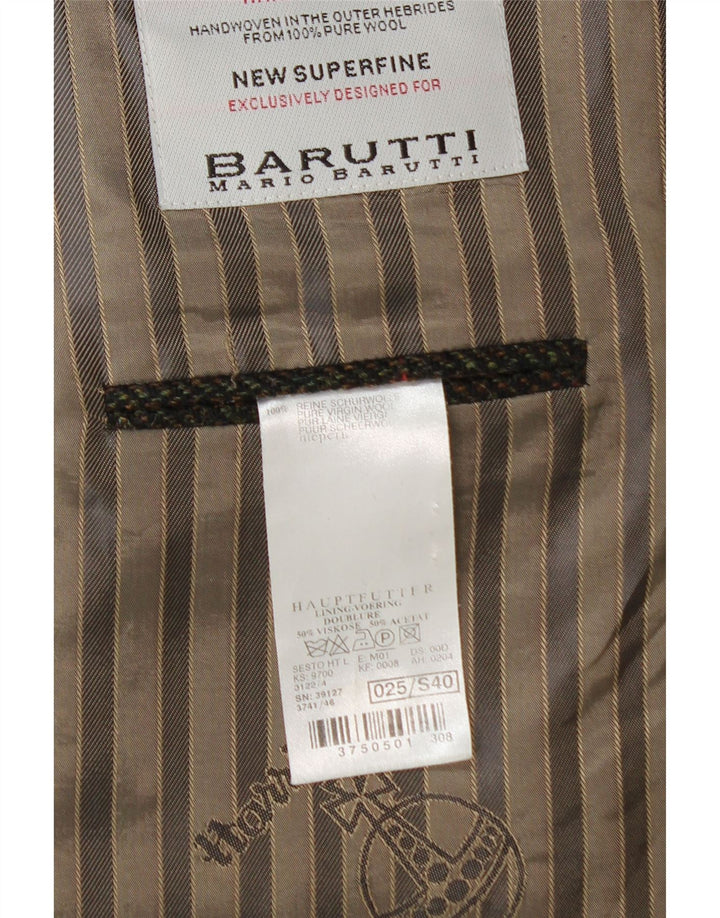 Mario Barutti Męska marynarka zapinana na 3 guziki UK 46 3XL Khaki Sprawdź dziewiczą wełnę