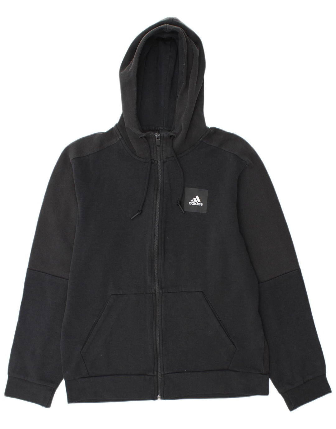 Adidas Męski sweter z kapturem i zamkiem błyskawicznym, średni czarny, bawełniany