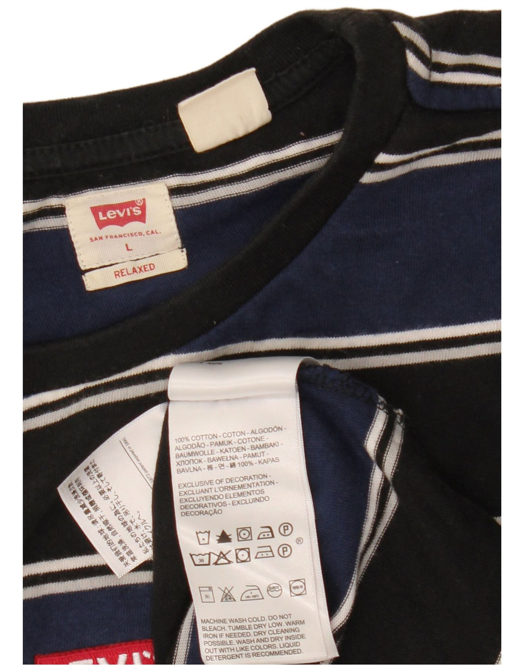 T-shirt męski Levi's, duży, bawełniany w granatowe paski