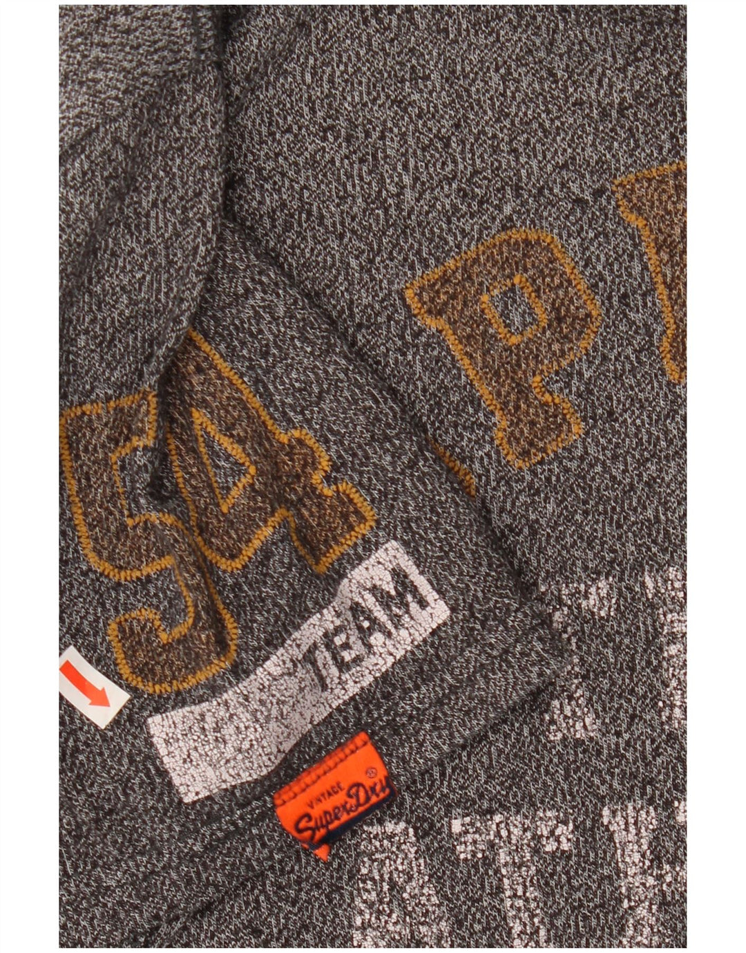 SUPERDRY Męski T-shirt z grafiką, duży, szary, bawełniany w plamki