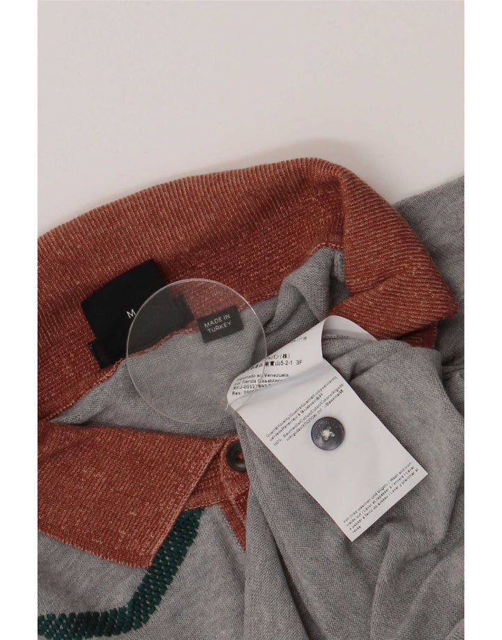 Męski sweter polo z krótkim rękawem Hugo Boss, średni szary Chevron
