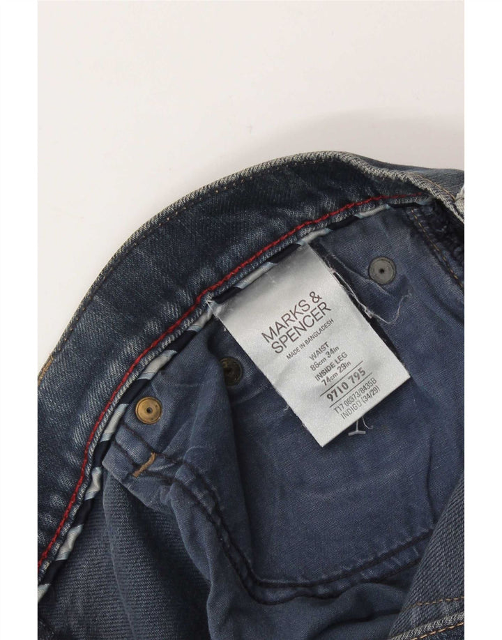 Marks & Spencer Damskie proste dżinsy W34 L25 Niebieskie bawełniane