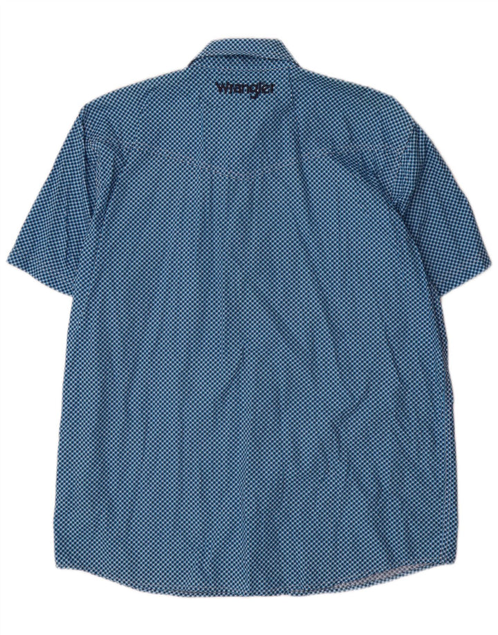 Męska koszula z krótkim rękawem Wrangler, duża niebieska, geometryczna bawełna
