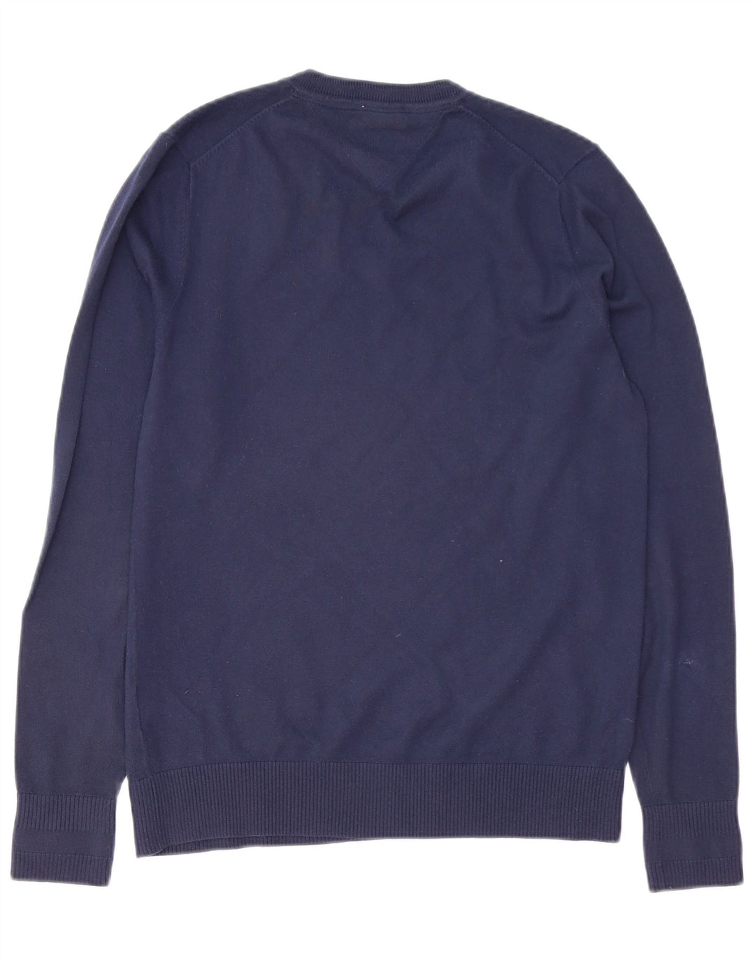 TOMMY HILFIGER Męski sweter z dekoltem w kształcie litery V, średni granatowy, bawełniany