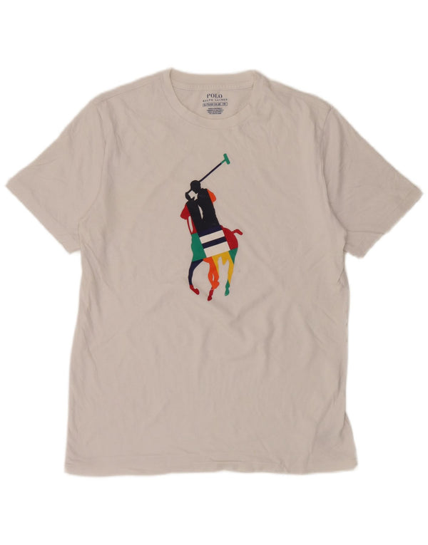 Chłopięca koszulka Polo Ralph Lauren z grafiką, 15-16 lat XL, biała bawełna