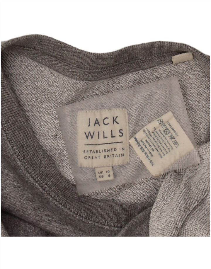 Damski sweter JACK WILLS z grafiką, UK 10, mały, szary, bawełniany