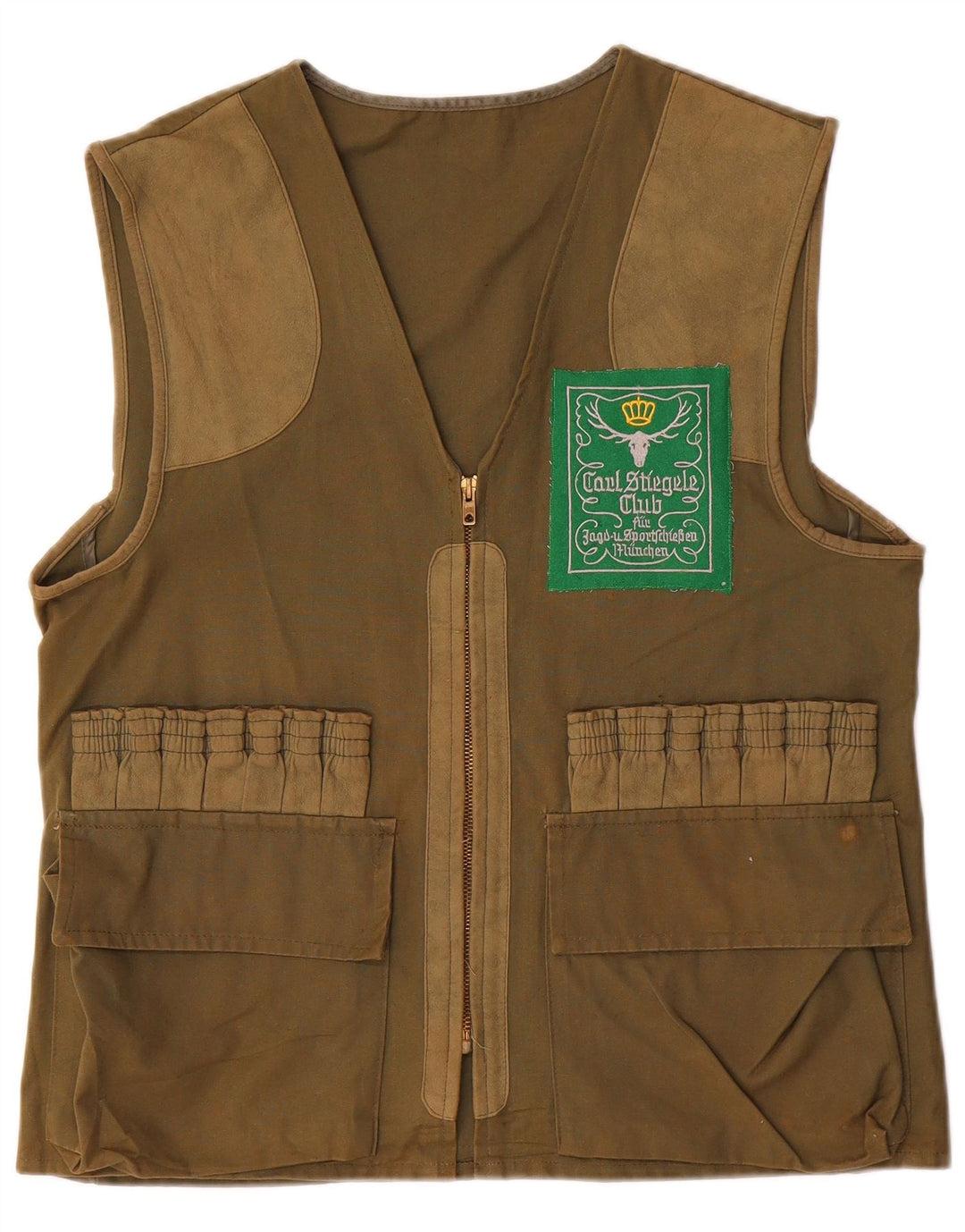Męska kamizelka Vintage Graphic Utility UK 36 Small Khaki