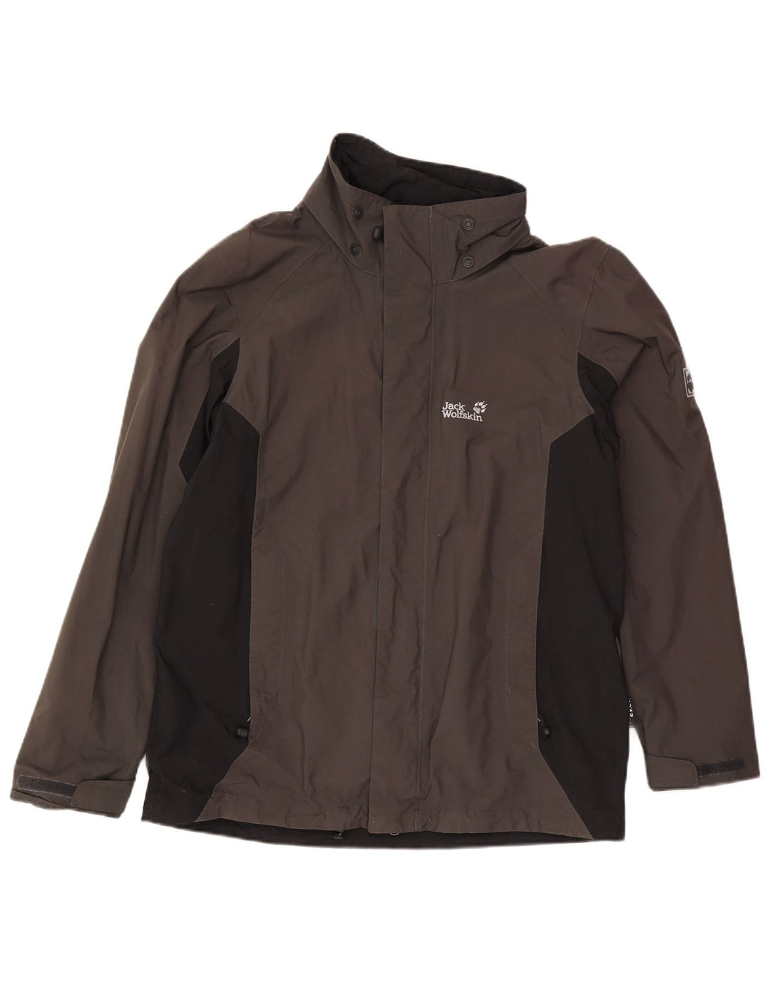 Męska kurtka przeciwdeszczowa Jack Wolfskin UK 36/38 Średni brązowy poliamid z blokami kolorów