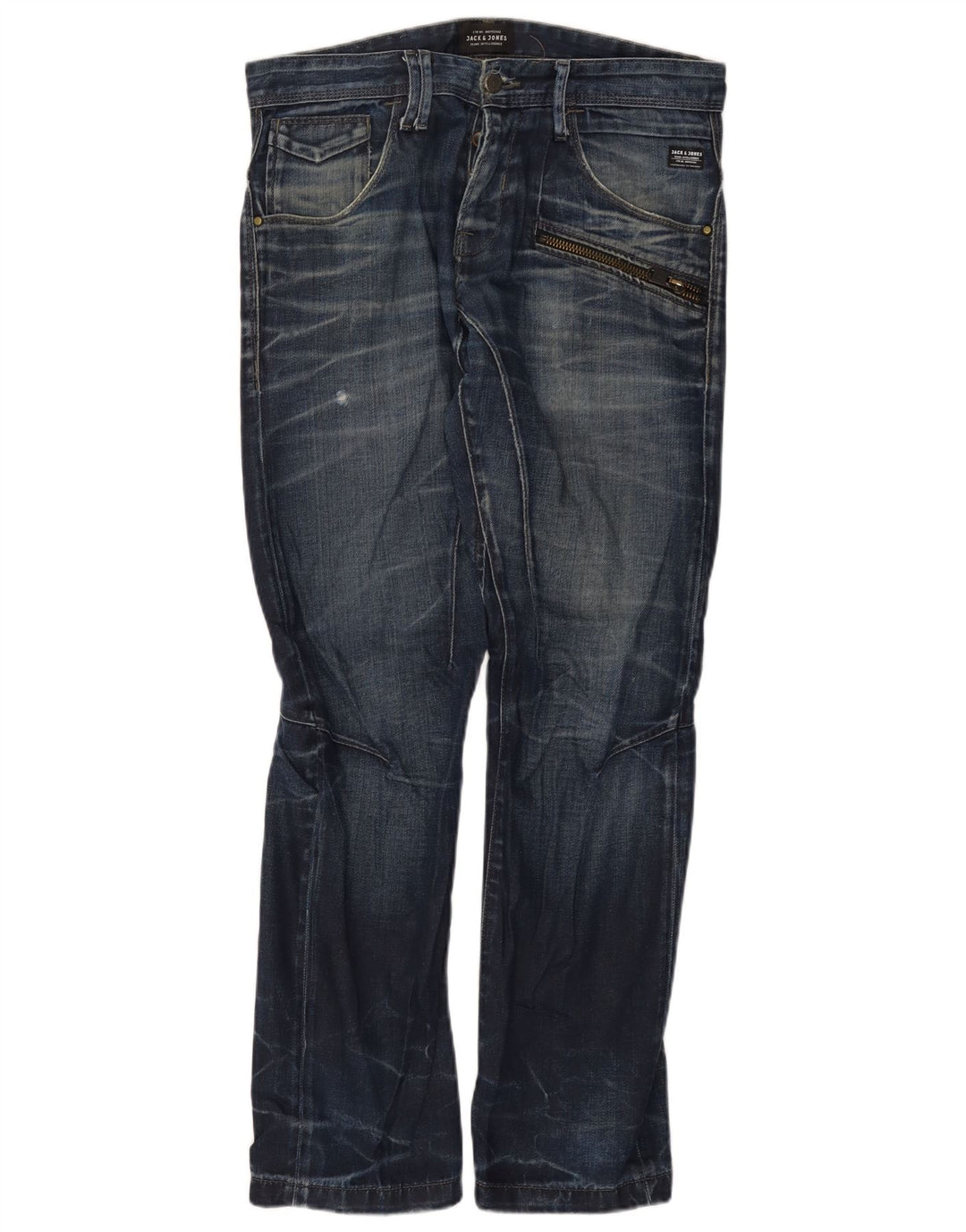 Męskie proste dżinsy Jack & Jones W32 L32 Niebieskie bawełniane