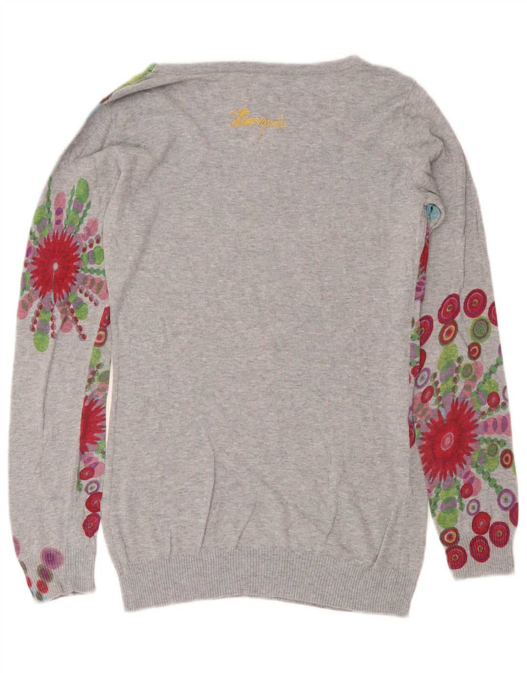 Damski sweter Desigual z dekoltem w łódkę UK 14 Średni szary geometryczny