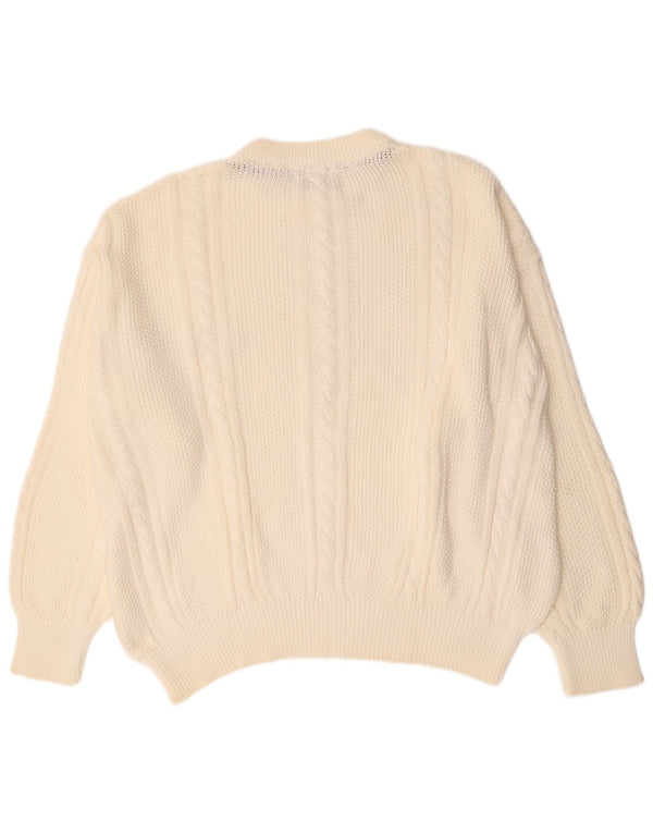 Vintage męski sweter z dekoltem w łódkę 2XL, biała bawełna