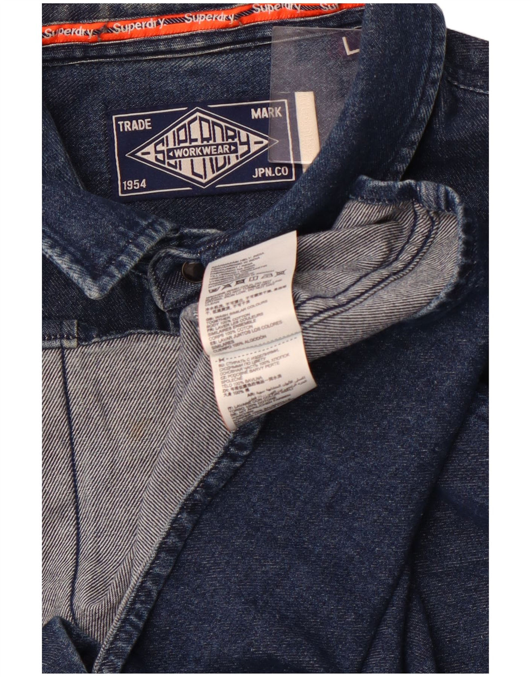 SUPERDRY Męska koszula dżinsowa, duża, granatowa, bawełniana