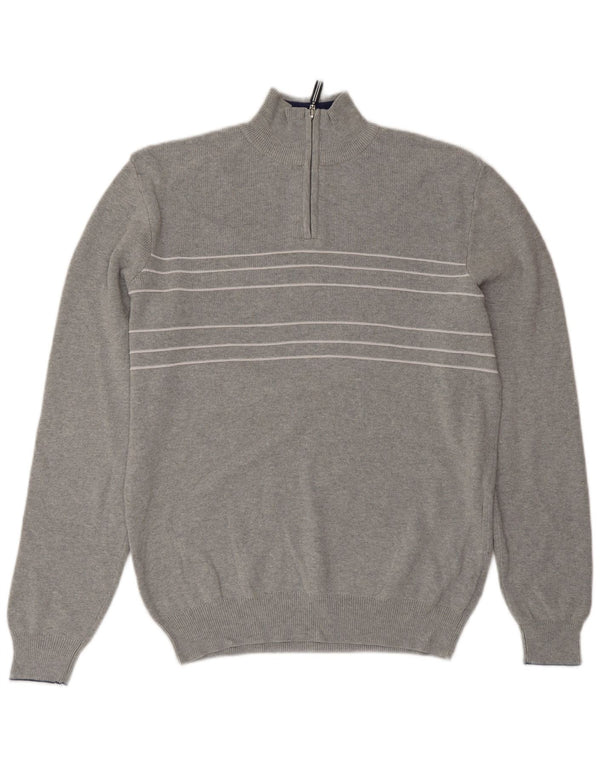 Męski sweter Marks & Spencer w kolorze niebieskim i zapinanym na zamek, mały, szary