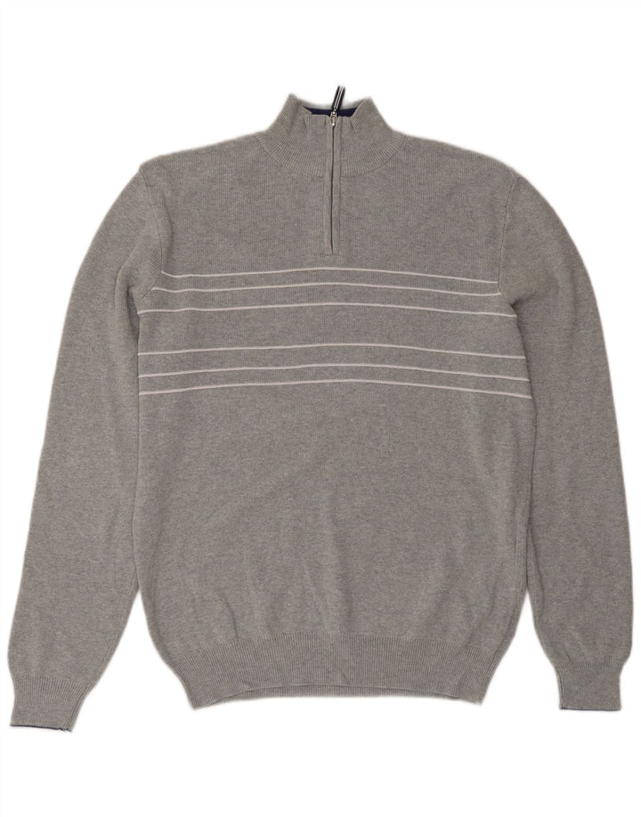 Męski sweter Marks & Spencer w kolorze niebieskim i zapinanym na zamek, mały, szary