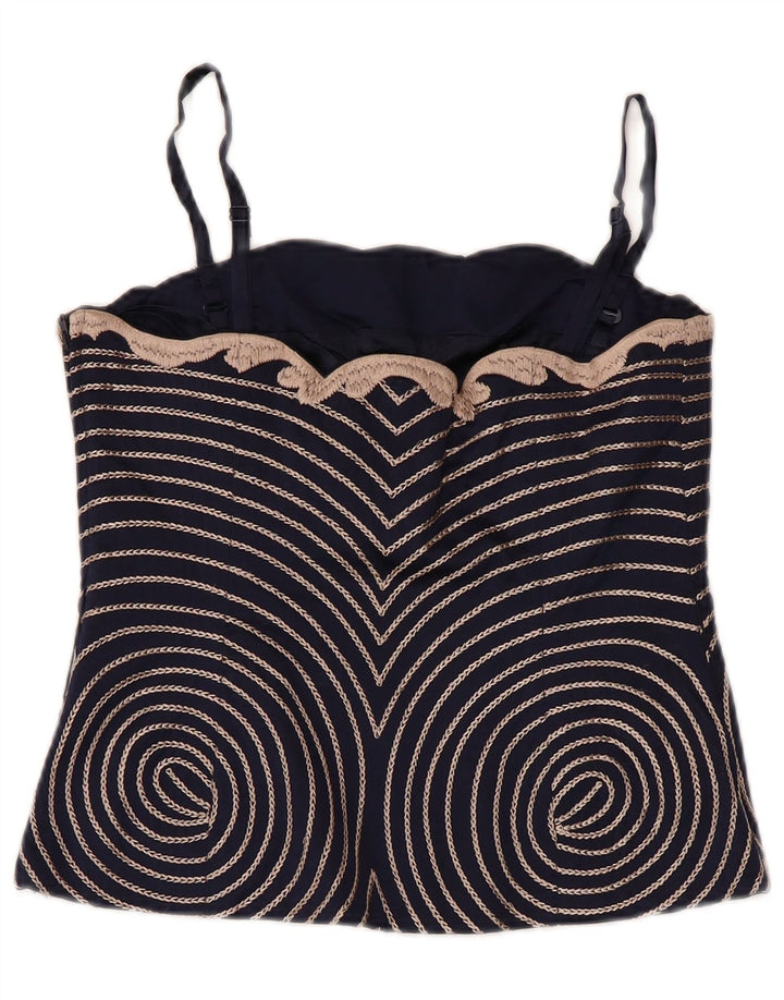 Damski top gorsetowy COAST UK 10, mały, granatowy, z jedwabiu w kwiaty