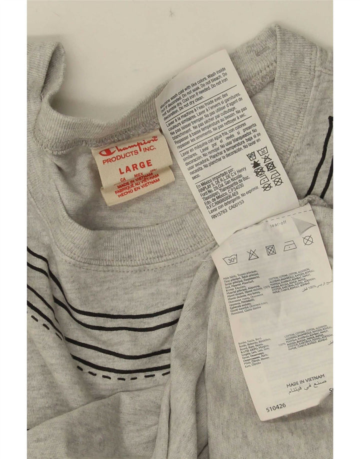 Męski T-shirt Champion z grafiką, duży, szary, bawełniany