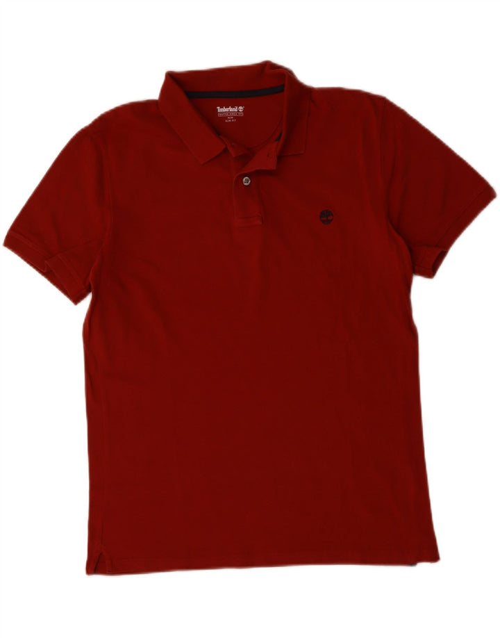 Męska koszulka polo TIMBERLAND o dopasowanym kroju, średnia czerwona, bawełniana