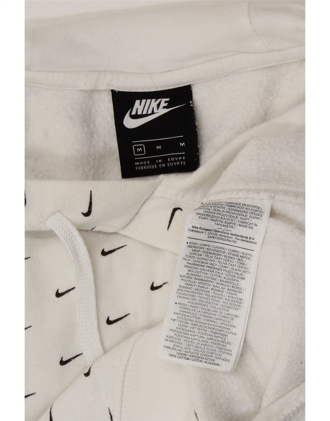 Męska bluza z kapturem Nike z grafiką, średnia biała bawełna