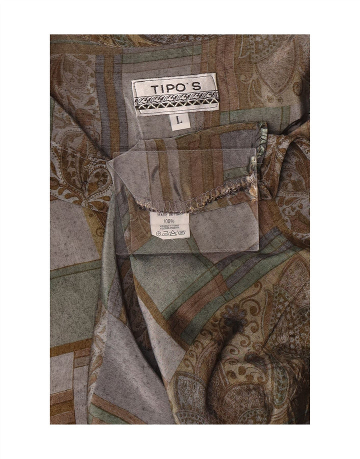 TIPO' S Mens Short Sleeve Shirt Large Multicoloured Patchwork Viscose