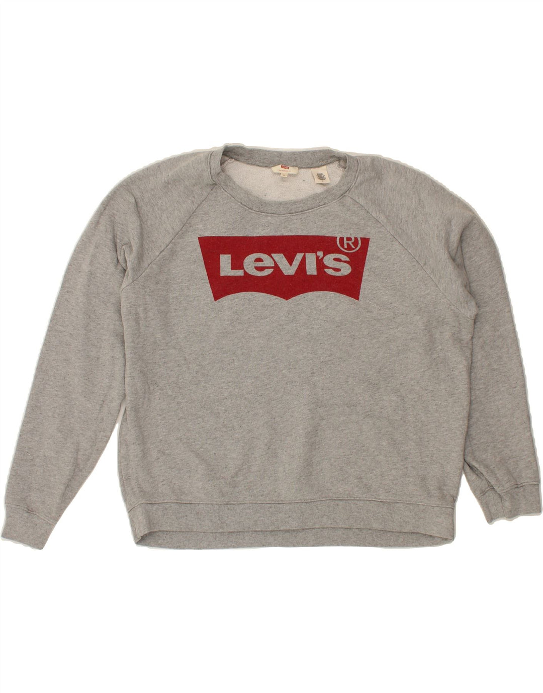 LEVI'S Womens Oversized Graphic Hoodie Jumper UK 14 Medium Grey Vintage Levi's and Second-Hand Levi's from Messina Hembry 