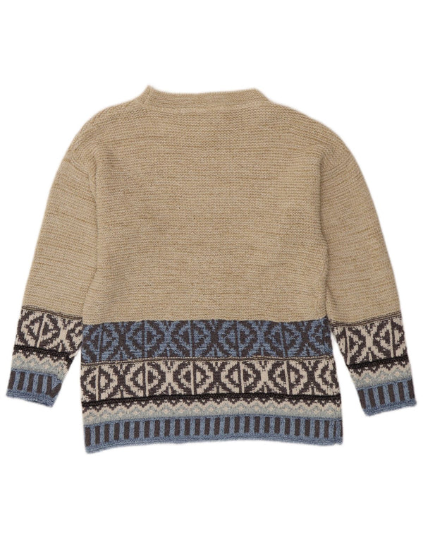 Damski sweter z okrągłym dekoltem Camelot UK 10 Small Beige Geometric