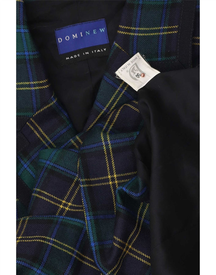 Damska marynarka zapinana na 3 guziki Dominew IT 50 XL Zielona kratka z dziewiczej wełny
