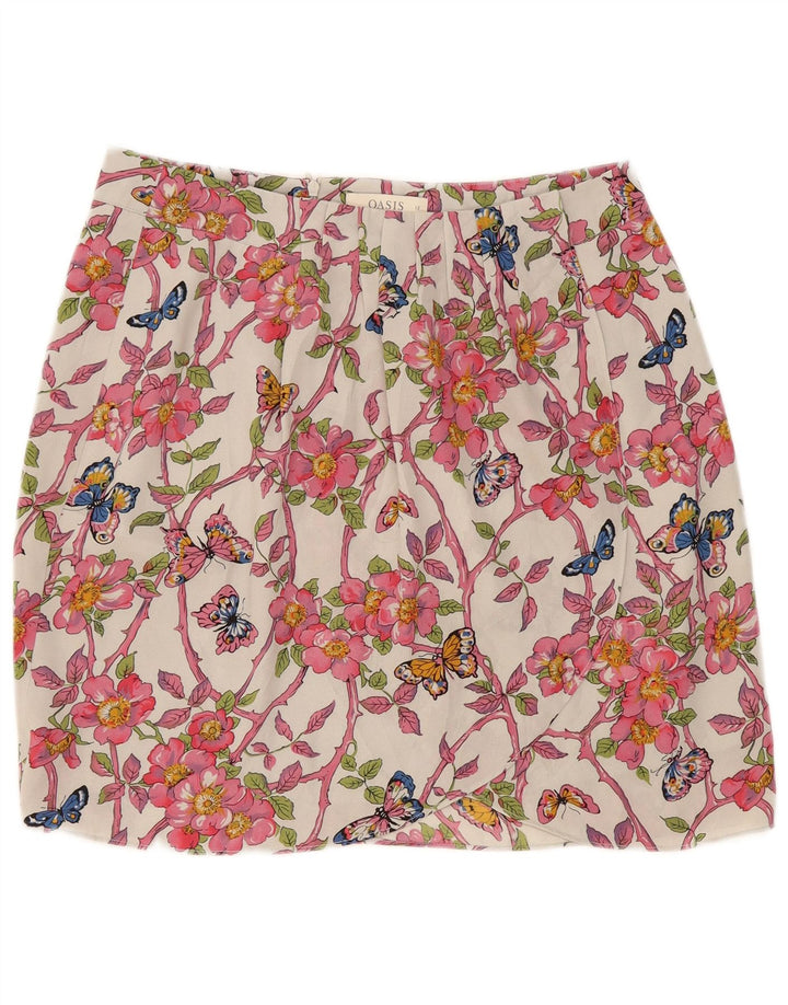 Damska kopertowa mini spódniczka Oasis UK 12 Medium W32 Wielobarwny kwiatowy
