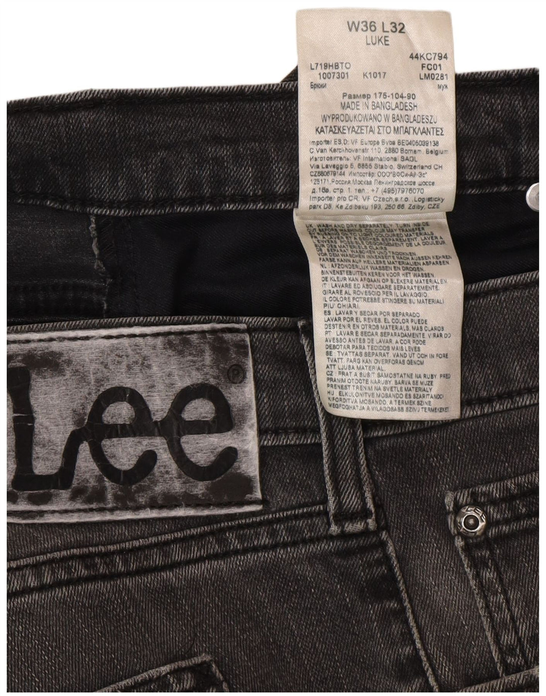 Męskie jeansy Lee Luke Distressed W36 L32, szare, bawełniane