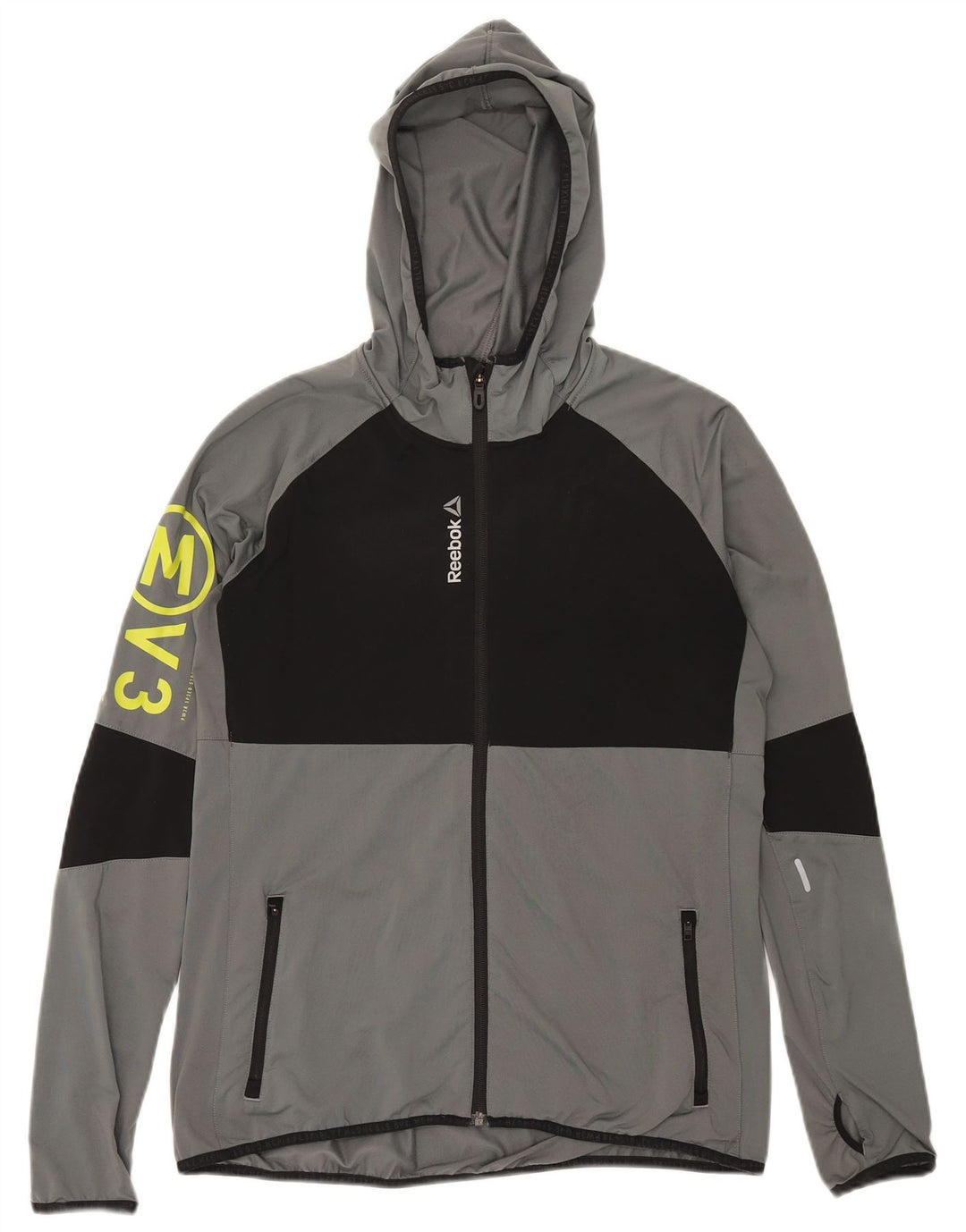 Damska kurtka dresowa Reebok Graphic UK 16/18, duża, szara, z blokami kolorów