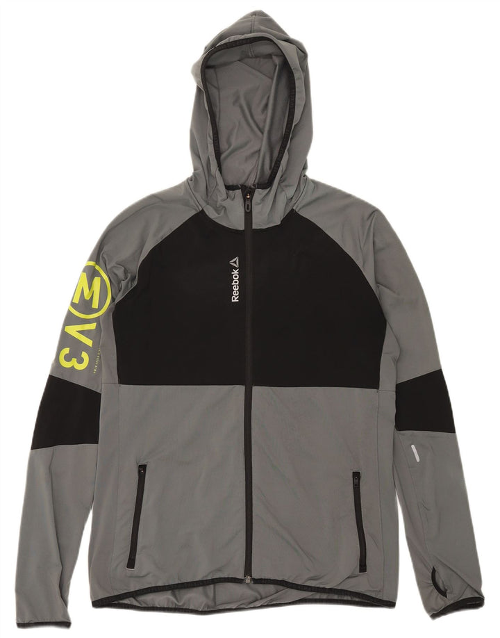 Damska kurtka dresowa Reebok Graphic UK 16/18, duża, szara, z blokami kolorów