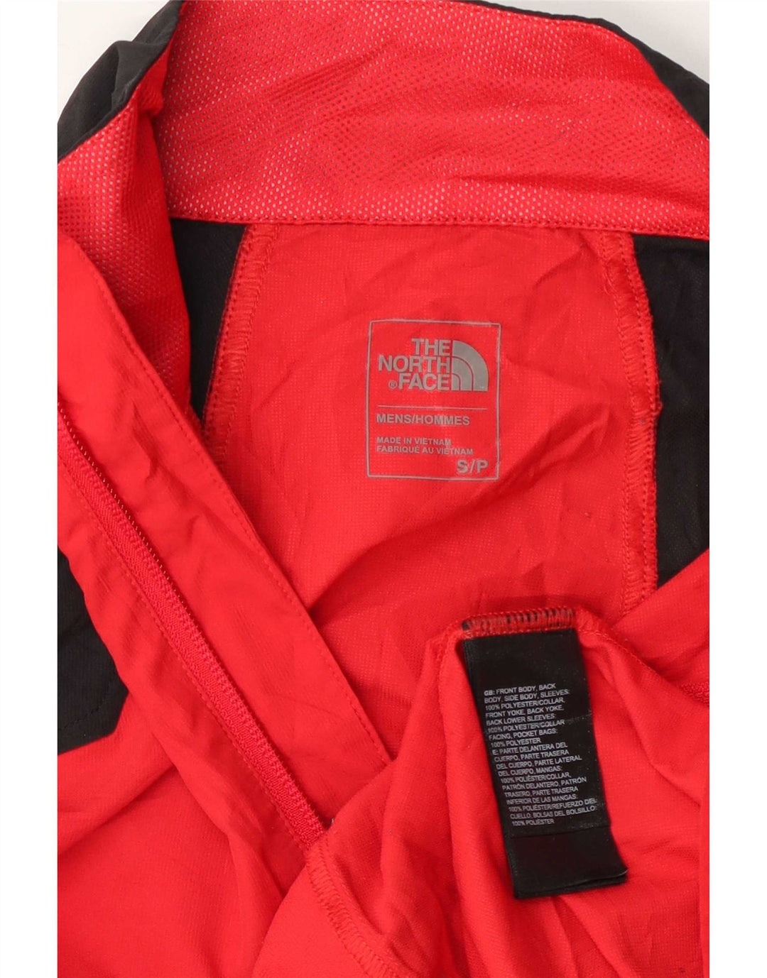 Męska kurtka dresowa The North Face, mała, czerwona, poliestrowa z blokami kolorów