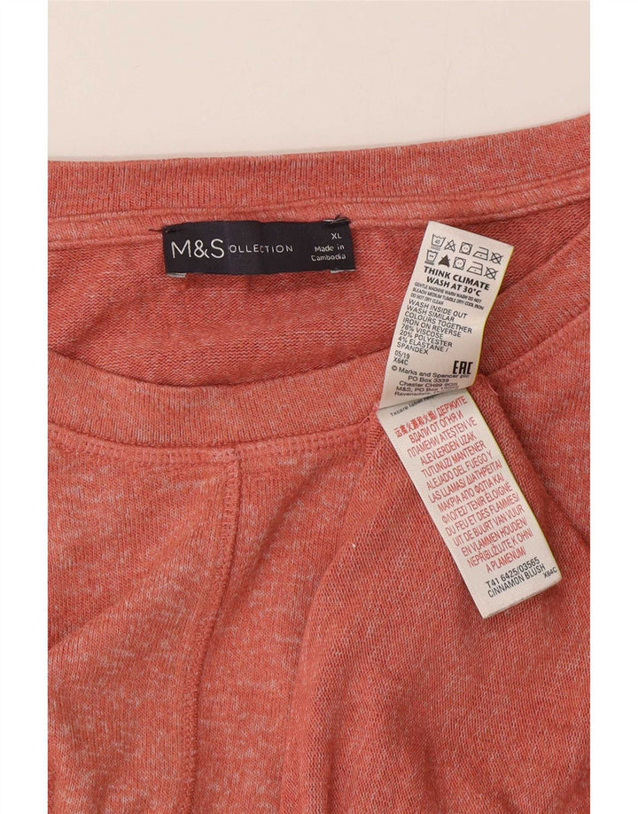 Marks & Spencer Damski T-shirt oversize Top UK 18 XL, czerwona wiskoza