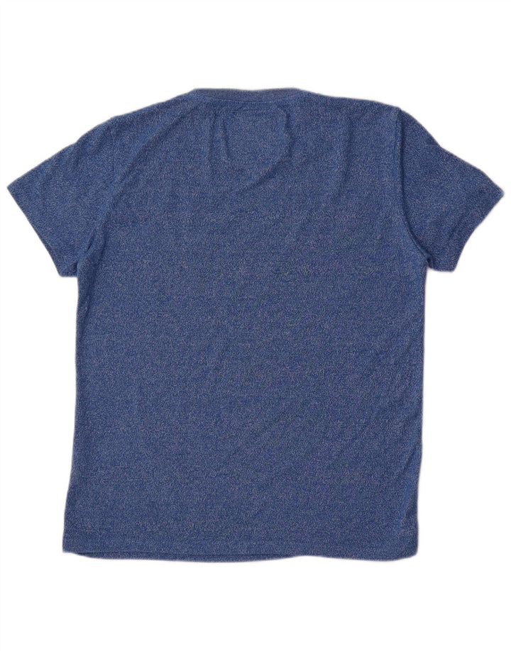 Męski T-shirt z grafiką Superdry, bawełniany, średni niebieski w cętki