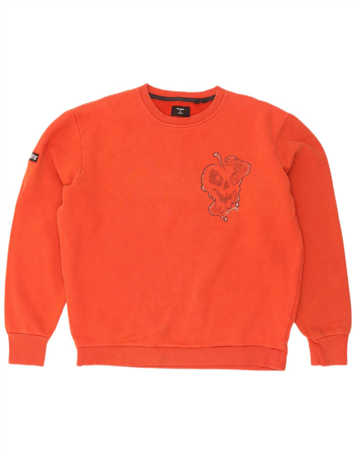 Męski sweter z grafiką Superdry, średni pomarańczowy, bawełniany