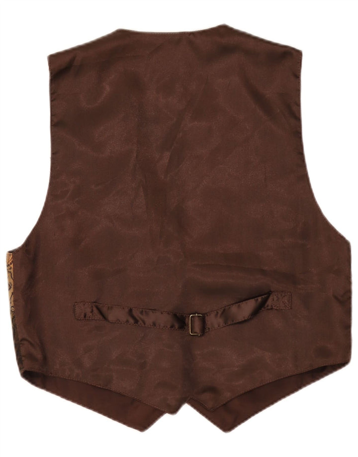 Vintage męska kamizelka duża brązowa skóra Paisley