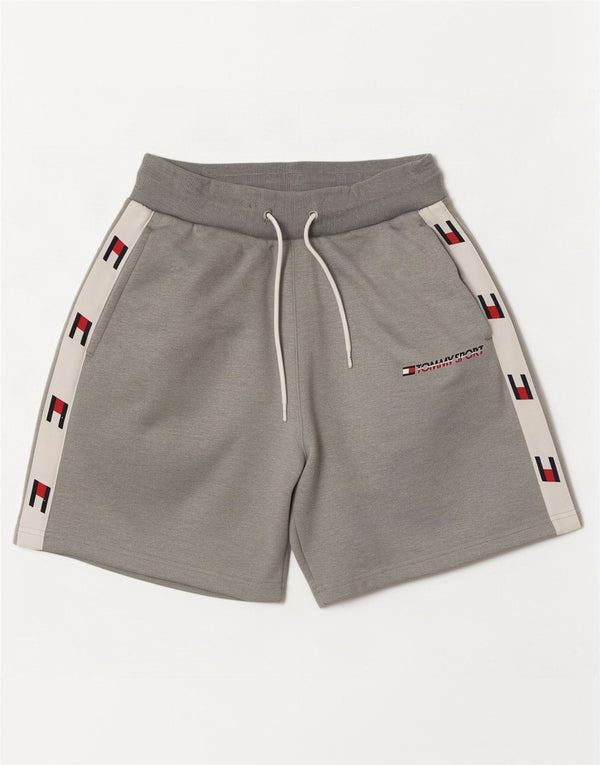 Męskie spodenki sportowe Tommy Hilfiger z grafiką, mały szary poliester z blokami kolorów