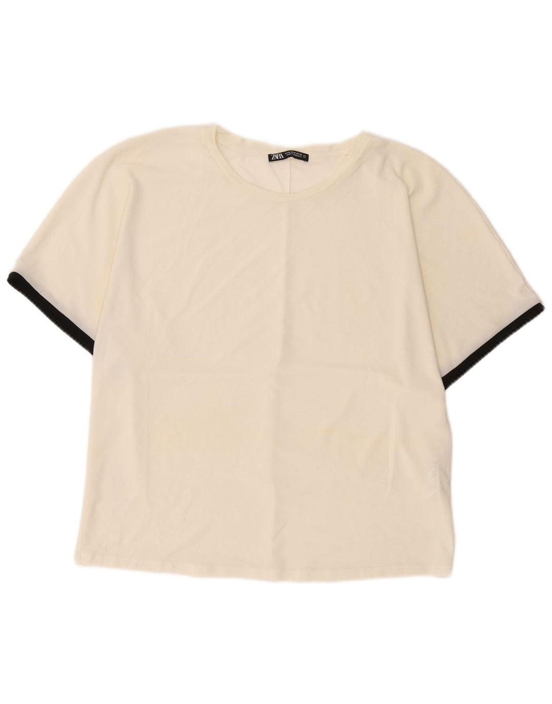 T-shirt damski Zara Top UK 14, średni, złamany biały poliester