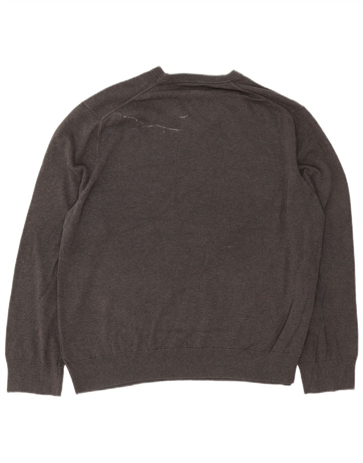 MARKS & SPENCER Męski sweter z dekoltem w kształcie litery V, 2XL, szara bawełna