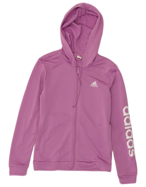Damska bluza z kapturem Adidas z grafiką i zamkiem błyskawicznym UK 8/10 Mały fioletowy poliester