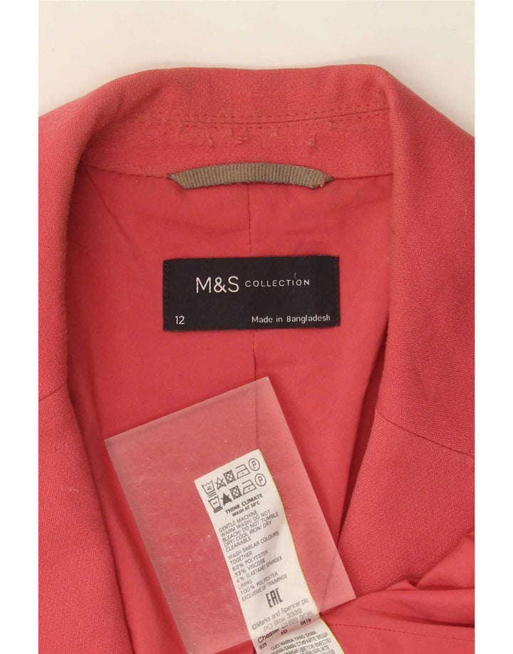 Marks & Spencer Damska marynarka zapinana na 1 guzik, UK 12, średni różowy poliester