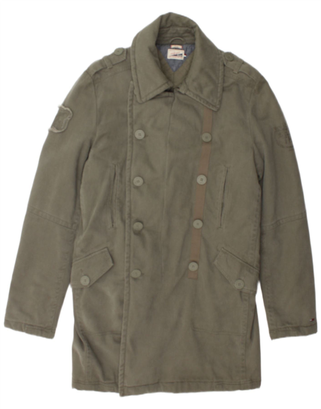 Męski płaszcz dwurzędowy Tommy Hilfiger Heritage UK 40 Large Khaki