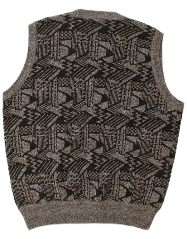Vintage męski podkoszulek bez rękawów 2XL szara geometryczna wełna