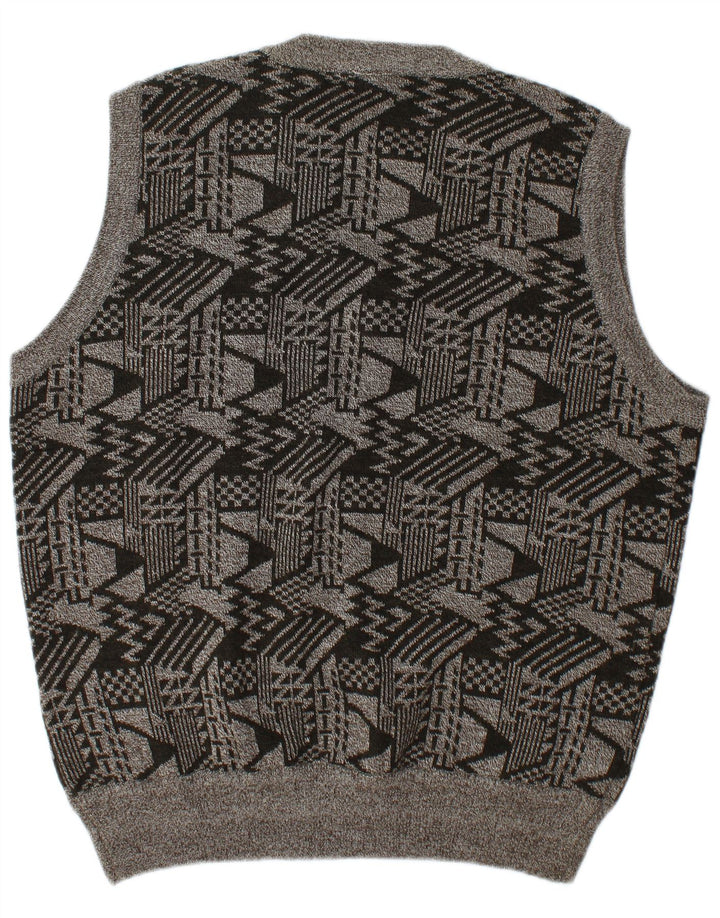 Vintage męski podkoszulek bez rękawów 2XL szara geometryczna wełna