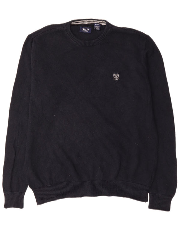 Chaps Mens Crew Neck Jumper Sweater XL Black Cotton