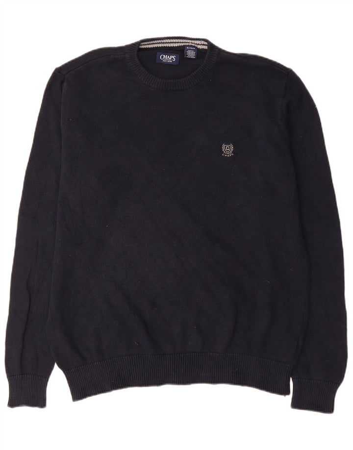 Męski sweter z okrągłym dekoltem Chaps XL, czarny, bawełniany