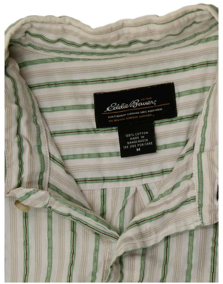 Koszula męska z krótkim rękawem Eddie Bauer, bawełniana w średnie zielone paski