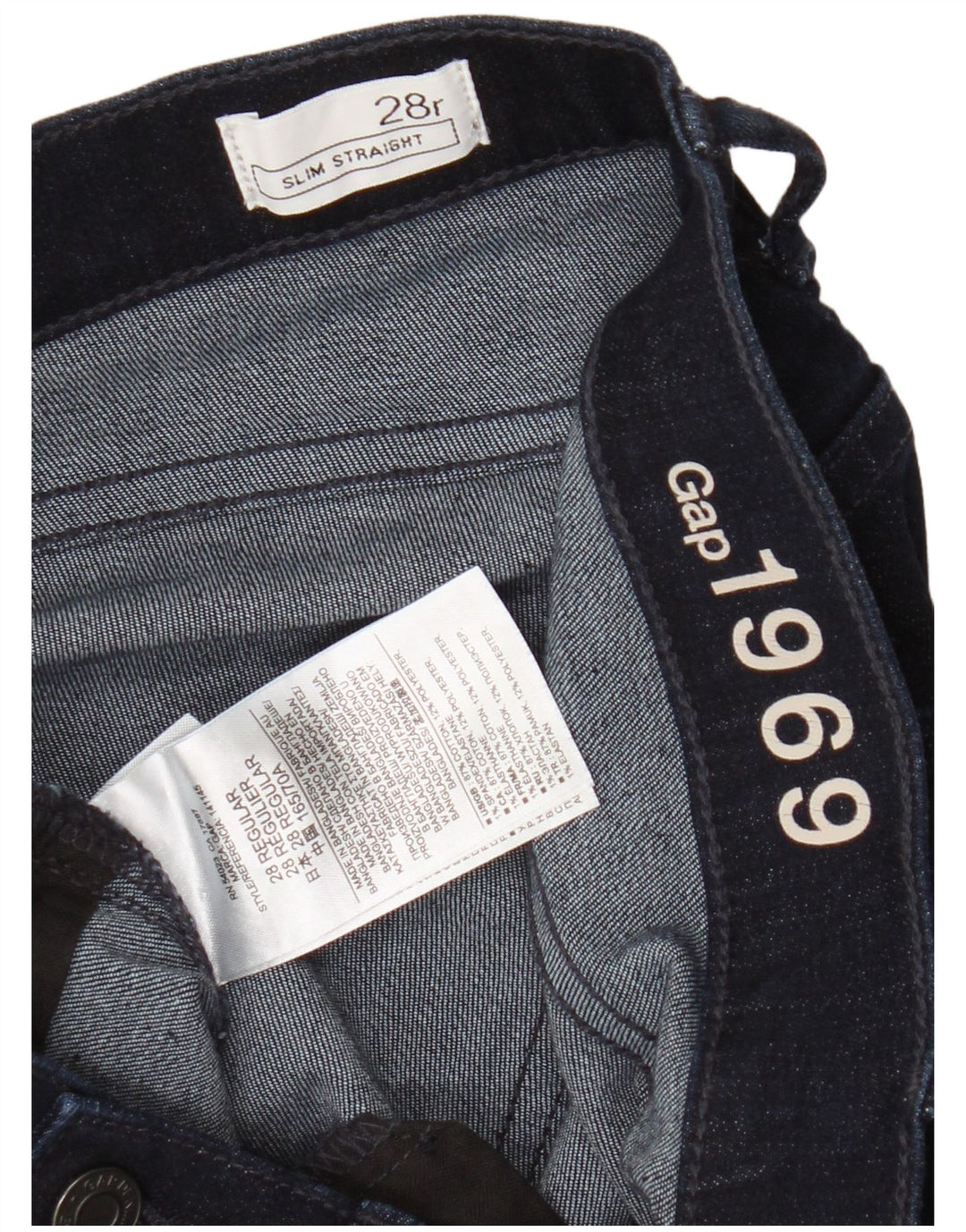 Jeansy damskie Gap Slim Straight W28 L32 Granatowe, bawełniane