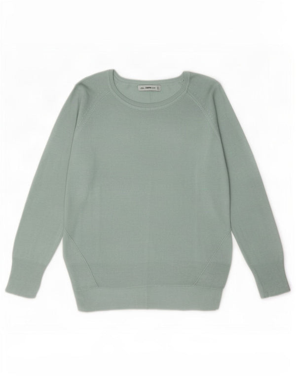 Damski sweter Zara z dekoltem w łódkę UK 14 Large Turkusowa wiskoza